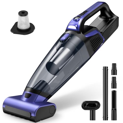 Pet Hair Handheld Vacuum Cordless: 20000PA High Power Car Vacuum with Motorized Brush and LED Light, Rechargeable Hand Held Vacuum Cleaner with Reusable Filter for Car, Home, Office & Pet - Featured