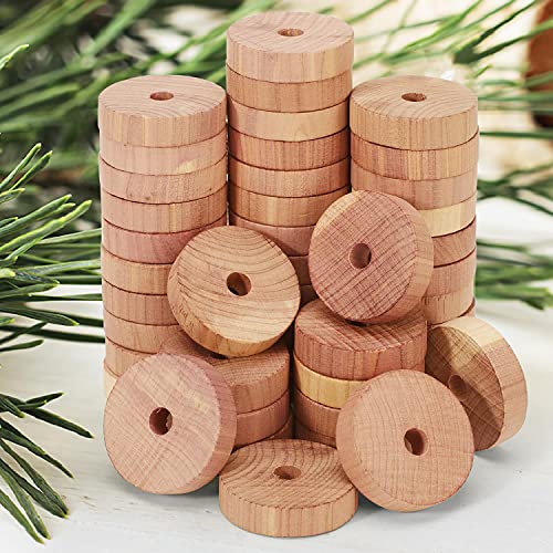 Vinsani 45 pack 100% Natural Cedar Wood Rings Moth Repellent for Clothes - Wardrobe, Drawer, Shoe Cabinets, Car Interiors & Kitchen Freshener - Chemical Free Storage Accessories - Featured