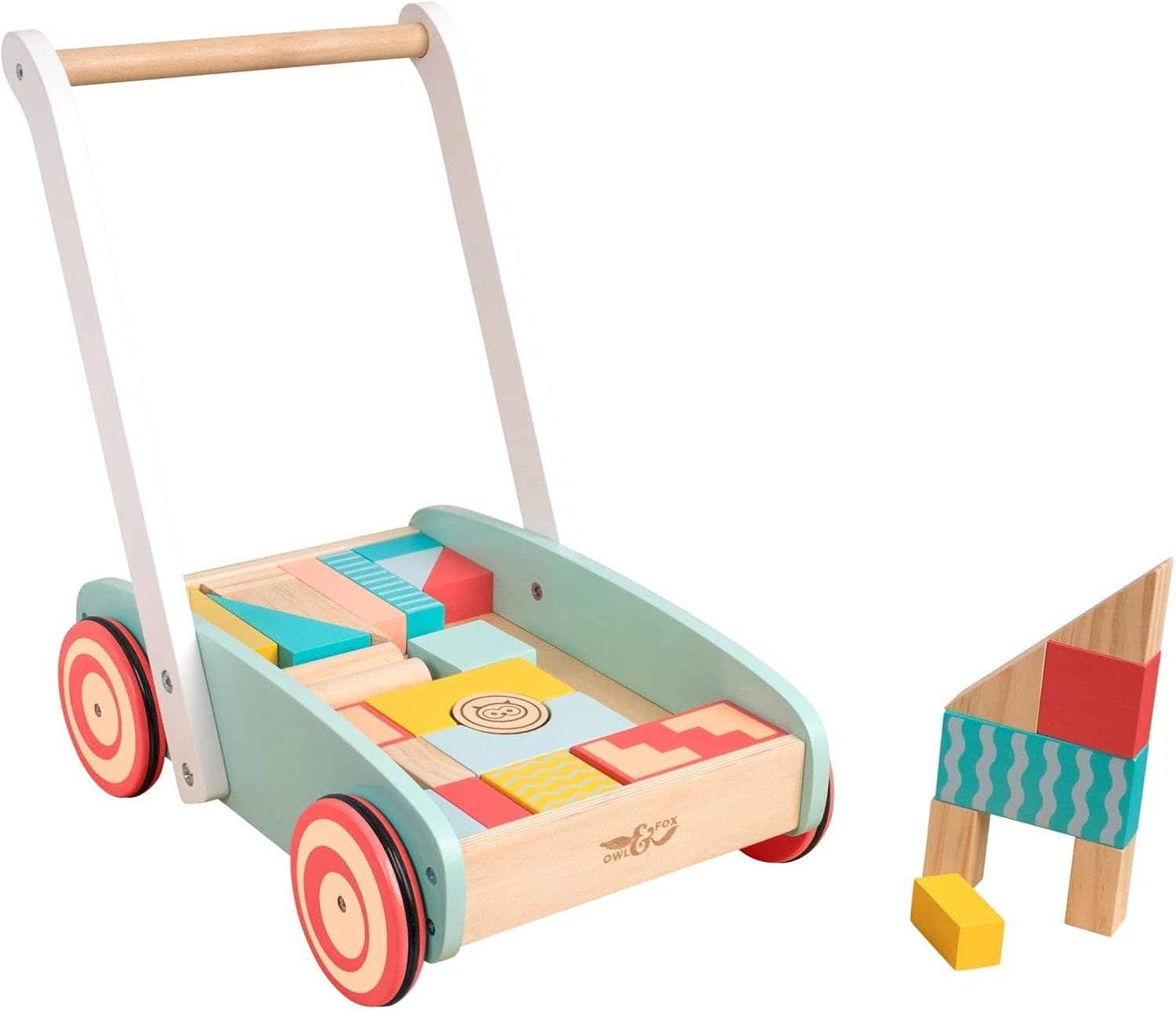 Owl & Fox Wooden Baby Walker with 29 Blocks