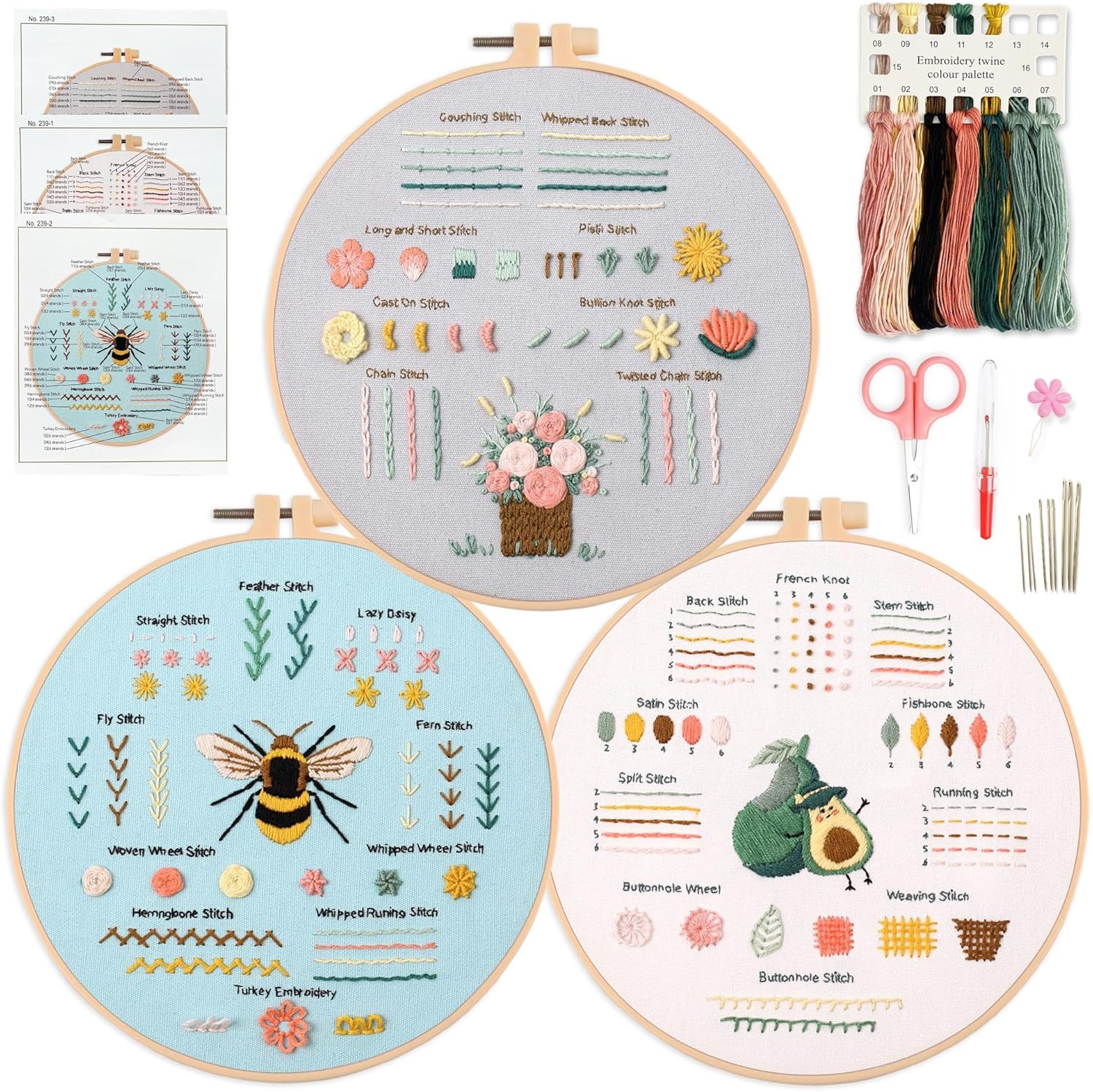 Myfelicity 3 Embroidery Kits for Beginners