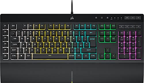 CORSAIR K55 RGB PRO Membrane Wired Gaming Keyboard – IP42 Dust and Spill-Resistant – 6 Macro Keys with Elgato Integration – iCUE Compatible – QWERTY UK – PC, Mac, Xbox – Black - Featured