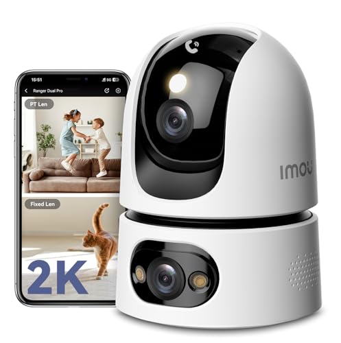 Imou Dual-Lens 2K+2K Indoor Security Camera, House Security Camera 360°Full Coverage, Pet Baby Camera with APP, Color Night Vision, Human/Pet/Sound/Motion Detection, Siren Spotlight, 2.4/5GHz Wifi - Featured